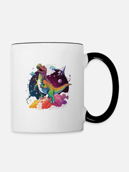 Interstellarer Dino - Tasse zweifarbig - Weiß/Schwarz