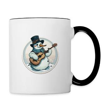 Lustige Schneemann-Marmeladen - Tasse zweifarbig - Weiß/Schwarz - Rechts
