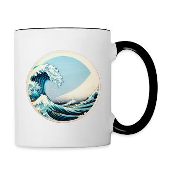 Gefangen in der Welle - Tasse zweifarbig - Weiß/Schwarz - Rechts