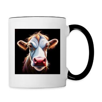 Cow skull head funny brown grim - Contrasting Mug - white/black - Right