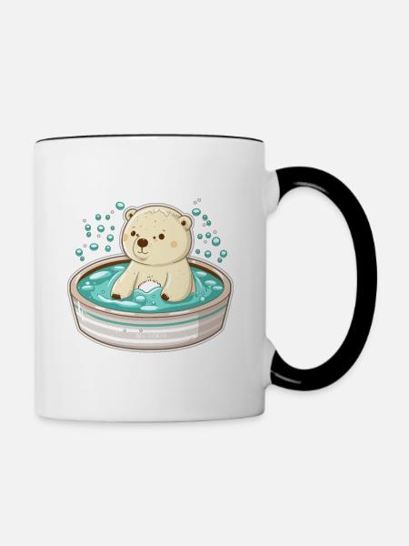 Entspannender Eisbär - Tasse zweifarbig - Weiß/Schwarz