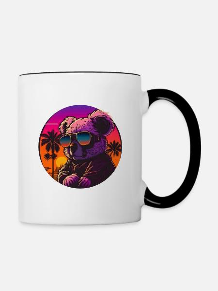 Synthwave Koala Sunset - Tasse zweifarbig - Weiß/Schwarz