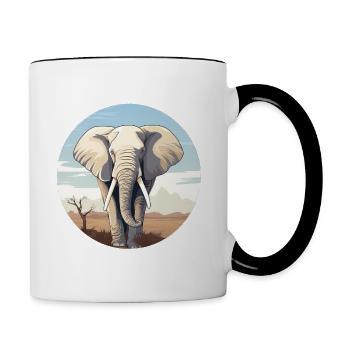 Éléphant - Mug contrasté - blanc/noir - Droite