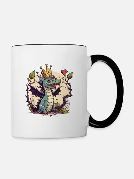 Gekrönter Drache - Tasse zweifarbig - Weiß/Schwarz