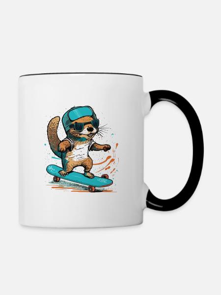 Otter-Skateboarding - Tasse zweifarbig - Weiß/Schwarz