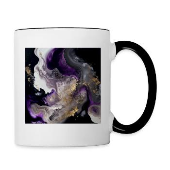 Purple And Gold Paint Swirl Pattern - Contrasting Mug - white/black - Right