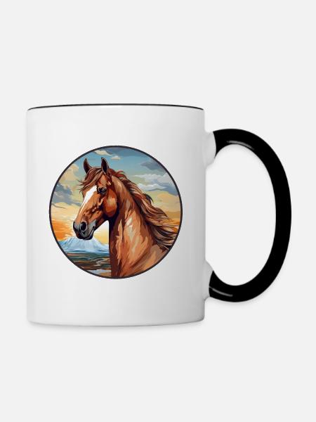 Pferd - Tasse zweifarbig - Weiß/Schwarz