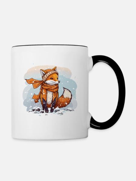Fuchsiger Winter - Tasse zweifarbig - Weiß/Schwarz