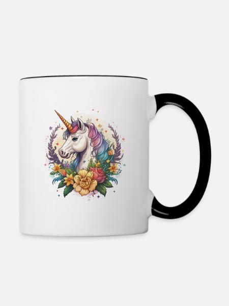 Magisches Einhorn - Tasse zweifarbig - Weiß/Schwarz