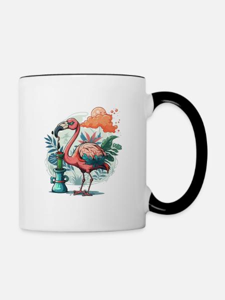 Flamingo-Kiffer - Tasse zweifarbig - Weiß/Schwarz