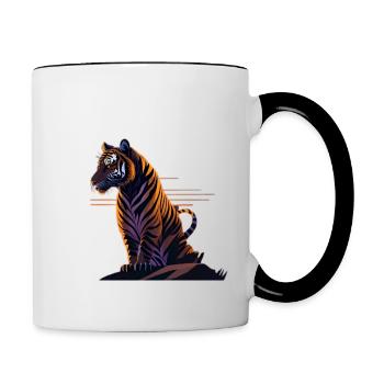 wunderschönes Tiger Design - Tasse zweifarbig - Weiß/Schwarz - Rechts