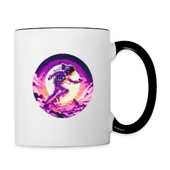 wunderschönes Astronauten Sunset Design - Tasse zweifarbig - Weiß/Schwarz - Rechts