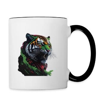 Wunderschöner Steampunk Tiger - Tasse zweifarbig - Weiß/Schwarz - Rechts