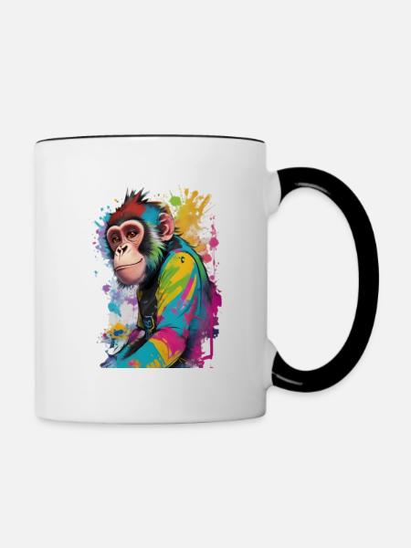Wunderschöner farbiger Schimpanse - Tasse zweifarbig - Weiß/Schwarz