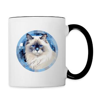 Ragdoll Katze - Tasse zweifarbig - Weiß/Schwarz - Rechts