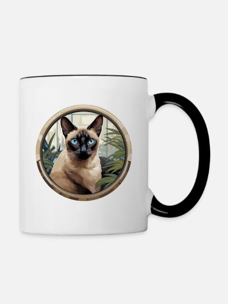Siamkatze - Tasse zweifarbig - Weiß/Schwarz