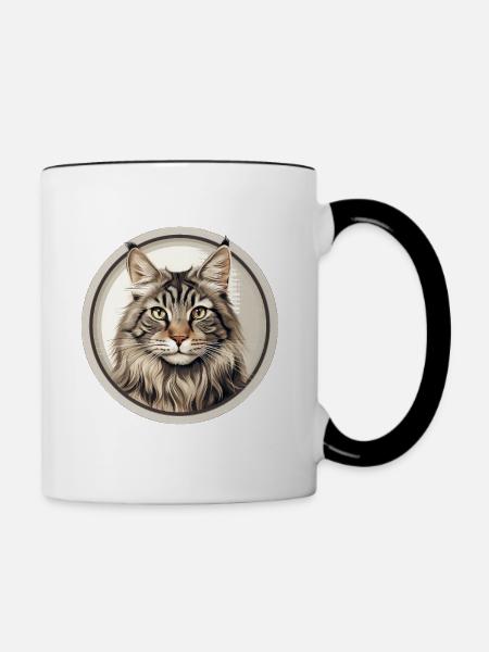 American Bobtail Katze - Tasse zweifarbig - Weiß/Schwarz