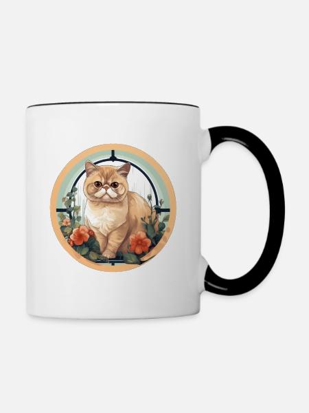 Exotische Kurzhaarkatze - Tasse zweifarbig - Weiß/Schwarz