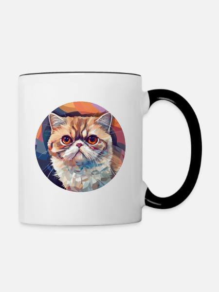 Exotische Kurzhaarkatze - Tasse zweifarbig - Weiß/Schwarz