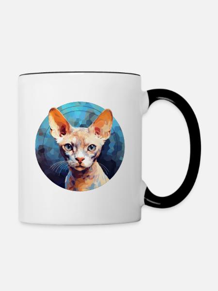 Devon Rex Katze - Tasse zweifarbig - Weiß/Schwarz