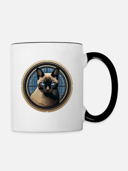 Siamkatze - Tasse zweifarbig - Weiß/Schwarz