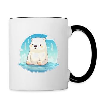 mignon petit ours polaire - Mug contrasté - blanc/noir - Droite