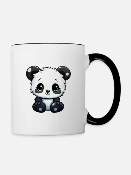 süßer Panda - Tasse zweifarbig - Weiß/Schwarz