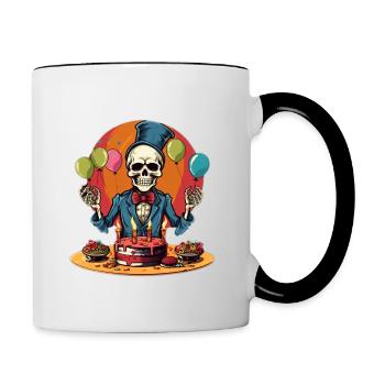 Skeleton celebrates its birthday! - Contrasting Mug - white/black - Right
