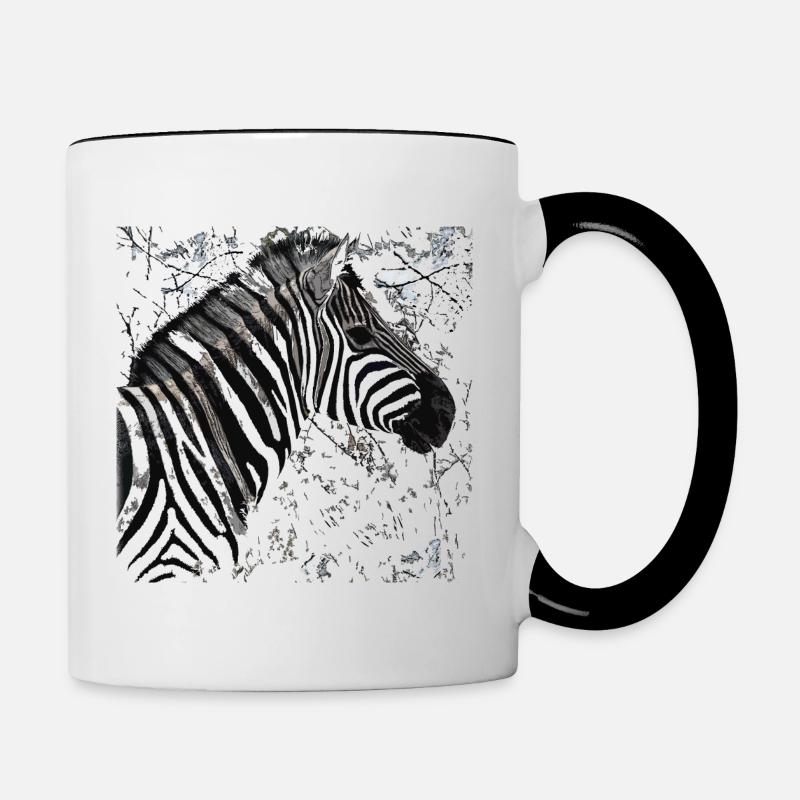 Tête de zèbre (2) - Mug contrasté - blanc/noir