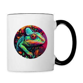 beau caméléon coloré - Mug contrasté - blanc/noir - Droite