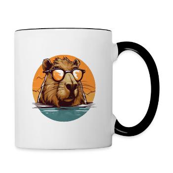 Capybara - Tasse zweifarbig - Weiß/Schwarz - Rechts