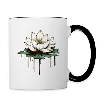 Lotusblüte - Tasse zweifarbig - Weiß/Schwarz - Rechts