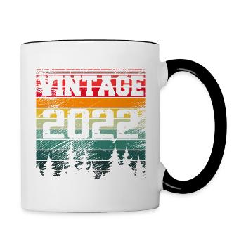 2022 Vintage Geburtstagsgeschenk 2022 Retro - Tasse zweifarbig - Weiß/Schwarz - Rechts