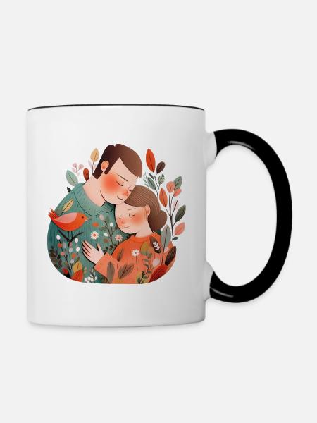 Verliebtes Pärchen - Tasse zweifarbig - Weiß/Schwarz