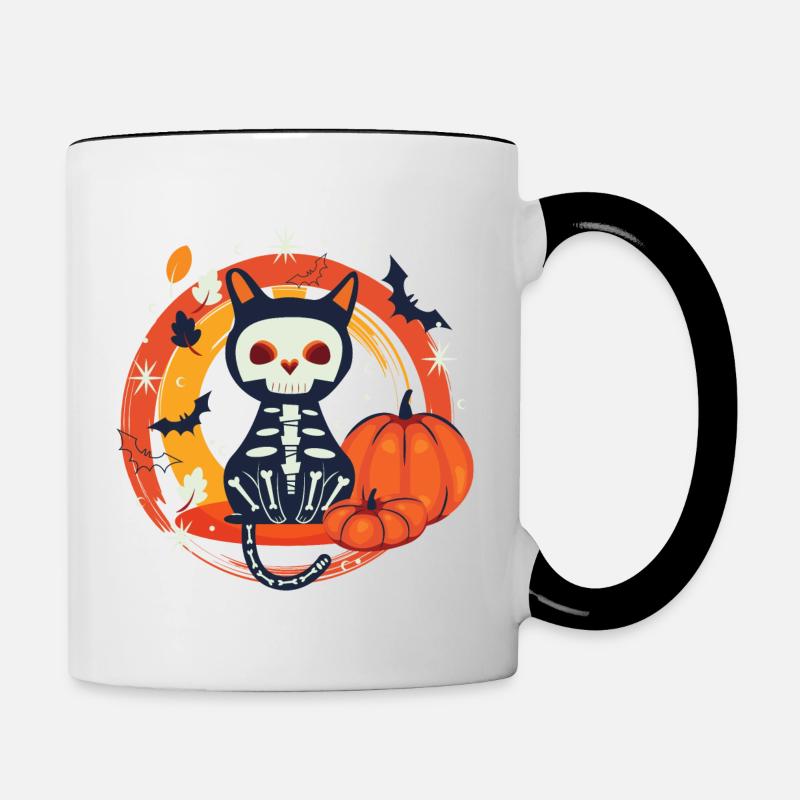 Chat d’Halloween - Mug contrasté - blanc/noir