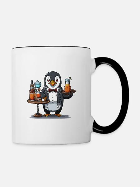 Pinguine gießen - Tasse zweifarbig - Weiß/Schwarz