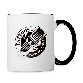 TATTOOS PAINFUL LOVE - Tasse zweifarbig - Weiß/Schwarz - Rechts