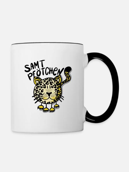Leopard Samtpfötchen - Tasse zweifarbig - Weiß/Schwarz
