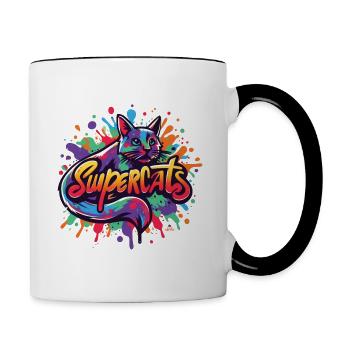 Supercats 7 Logo - Contrasting Mug - white/black - Right