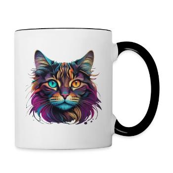 Cat Head - Contrasting Mug - white/black - Right