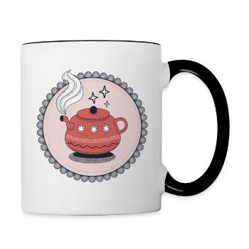 Teekanne - Tasse zweifarbig - Weiß/Schwarz - Rechts