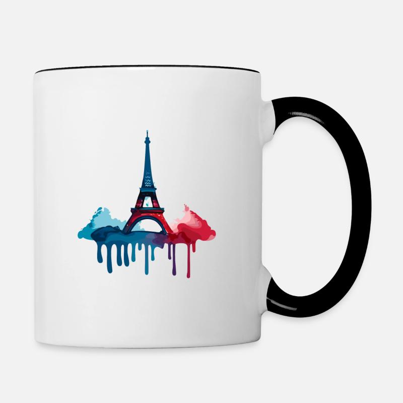 Eiffelturm Bunt - Tasse zweifarbig - Weiß/Schwarz