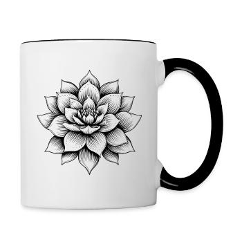 Lotusblüte - Tasse zweifarbig - Weiß/Schwarz - Rechts