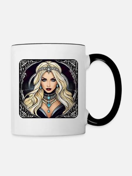 Mystische Gothik Frau - Tasse zweifarbig - Weiß/Schwarz