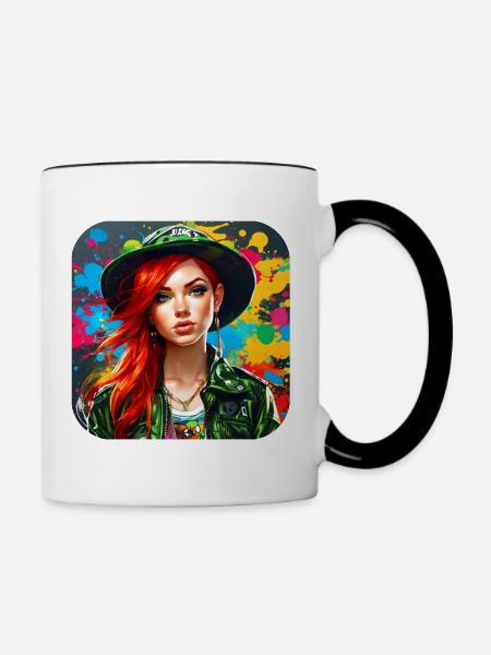 Cooles irisches rothaariges Mädchen - Tasse zweifarbig - Weiß/Schwarz