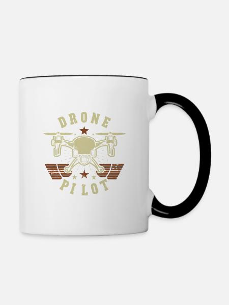 Drohnenpilot im Retro-Stil - Tasse zweifarbig - Weiß/Schwarz