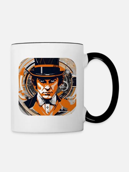 Cooles Steampunk Design - Tasse zweifarbig - Weiß/Schwarz
