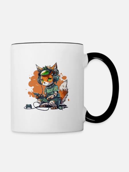 Cat Gaming Hauptquartier - Tasse zweifarbig - Weiß/Schwarz