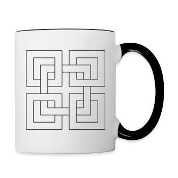Illusion d’optique de cinq carrés entrelacés - Mug contrasté - blanc/noir - Droite