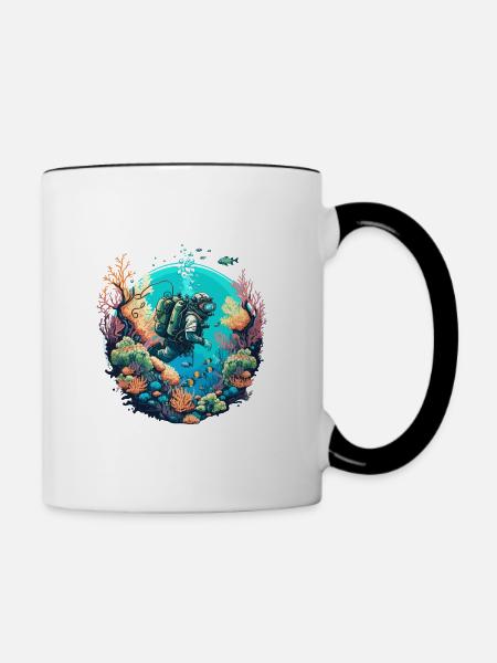 Der Unterwasser-Entdecker - Tasse zweifarbig - Weiß/Schwarz